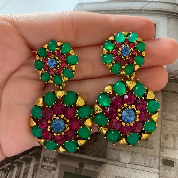 Vintage rhinestone earrings - Picture 2 of 3
